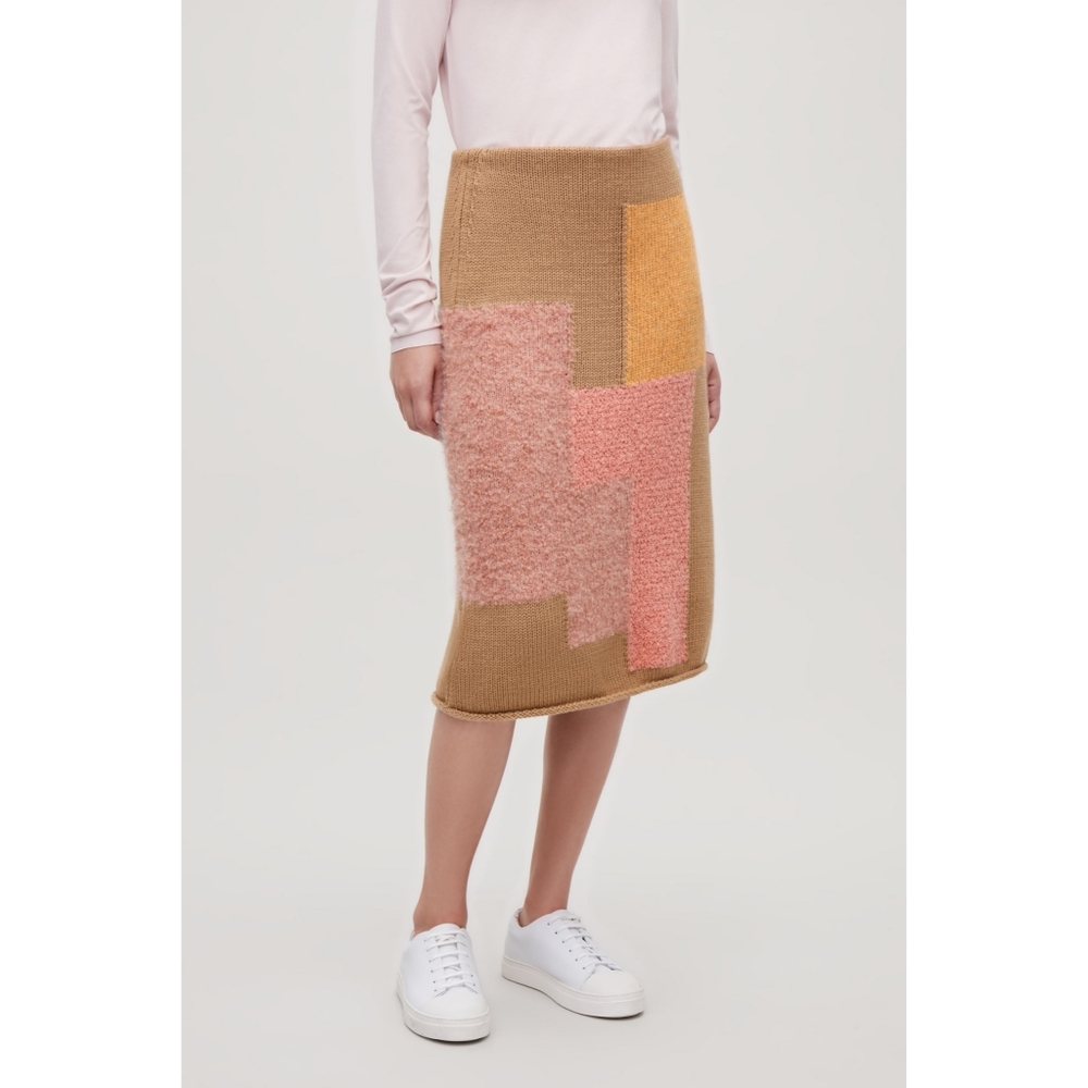 Cos Wool Patchwork pencil skirt